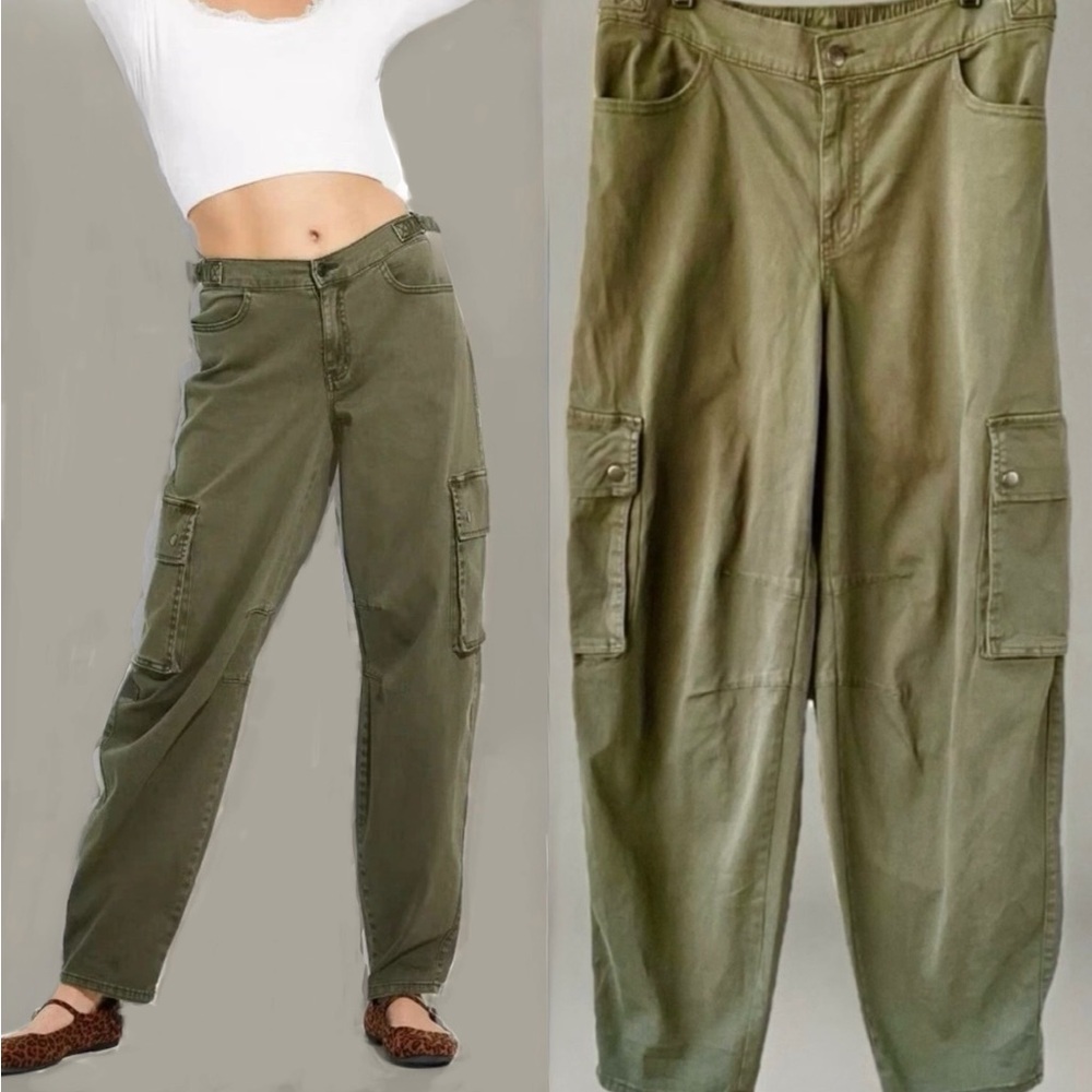 Wild Fable NWOT Mid Rise Barrel Cargo Olive Green Retro Y2K Pants, Medium